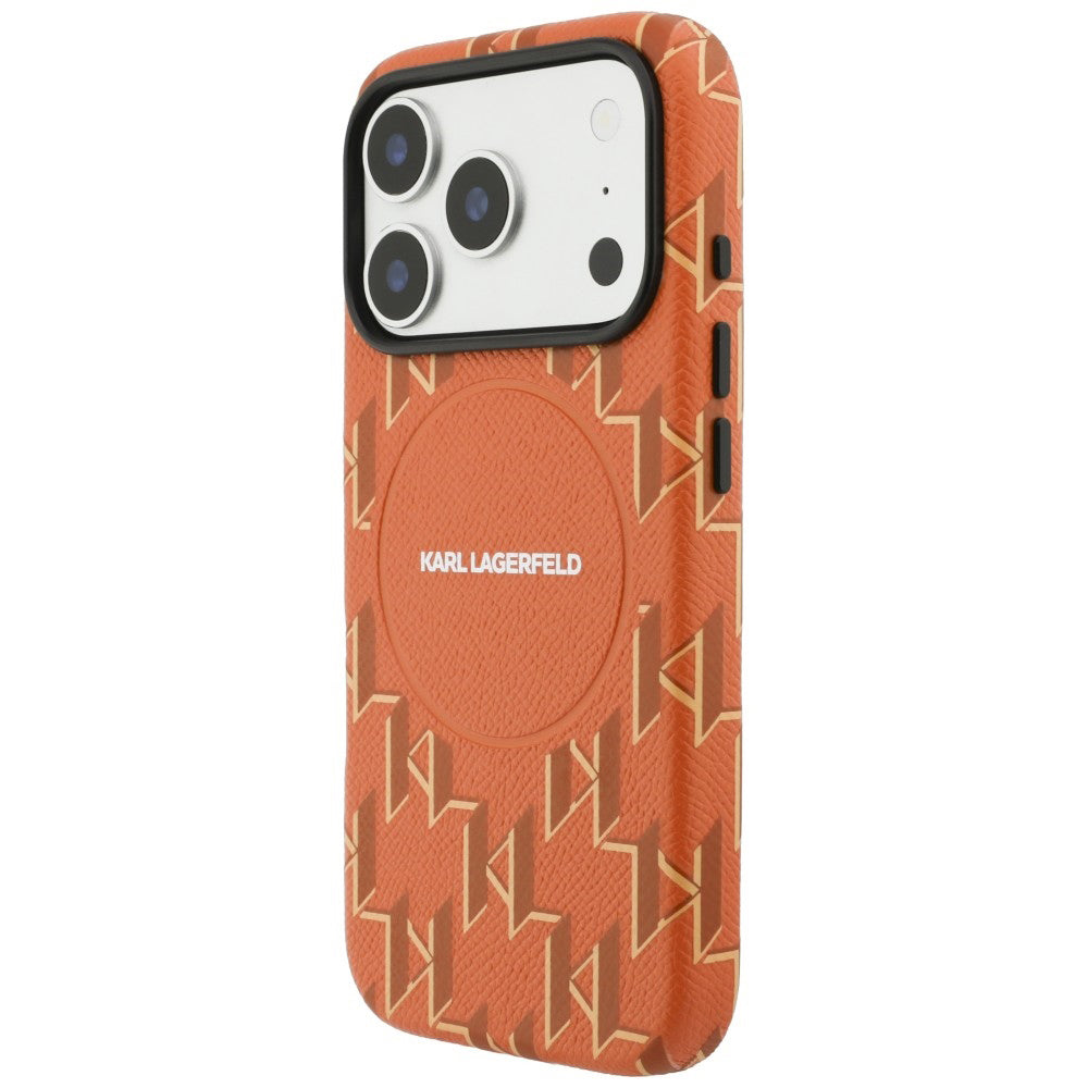 MagSafe Case for Apple iPhone 17 Pro Max, Karl Lagerfeld, KL Monogram Logo, Orange