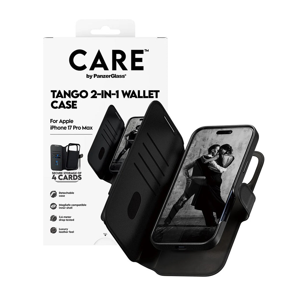 MagSafe Case for Apple iPhone 17 Pro Max, PanzerGlass, Care Feature Tango Two-in-One, Black