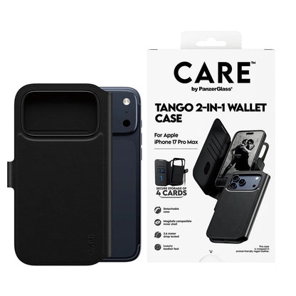 MagSafe Case for Apple iPhone 17 Pro Max, PanzerGlass, Care Feature Tango Two-in-One, Black