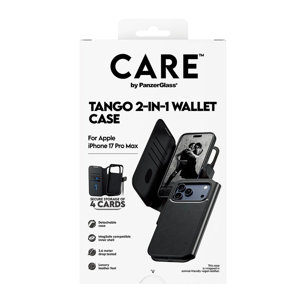 MagSafe Case for Apple iPhone 17 Pro Max, PanzerGlass, Care Feature Tango Two-in-One, Black