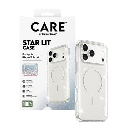 MagSafe Case for Apple iPhone 17 Pro Max, PanzerGlass, Care Urban Explorer Star Lit, White Transparent
