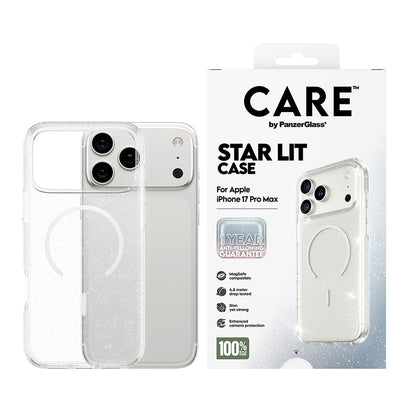 MagSafe Case for Apple iPhone 17 Pro Max, PanzerGlass, Care Urban Explorer Star Lit, White Transparent