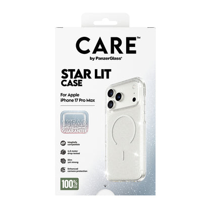 MagSafe Case for Apple iPhone 17 Pro Max, PanzerGlass, Care Urban Explorer Star Lit, White Transparent