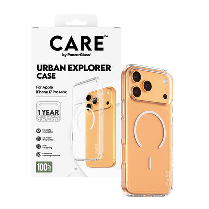 MagSafe Case for Apple iPhone 17 Pro Max, PanzerGlass, Urban Explorer Care, White Transparent