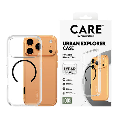 MagSafe Case for Apple iPhone 17 Pro Max, PanzerGlass, Urban Explorer Care, Black Transparent