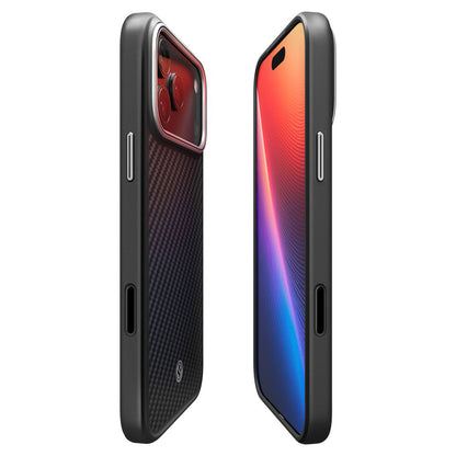 MagSafe Hülle für Apple iPhone 17 Pro Max, Spigen, Enzo Aramid T, Schwarz Silbern