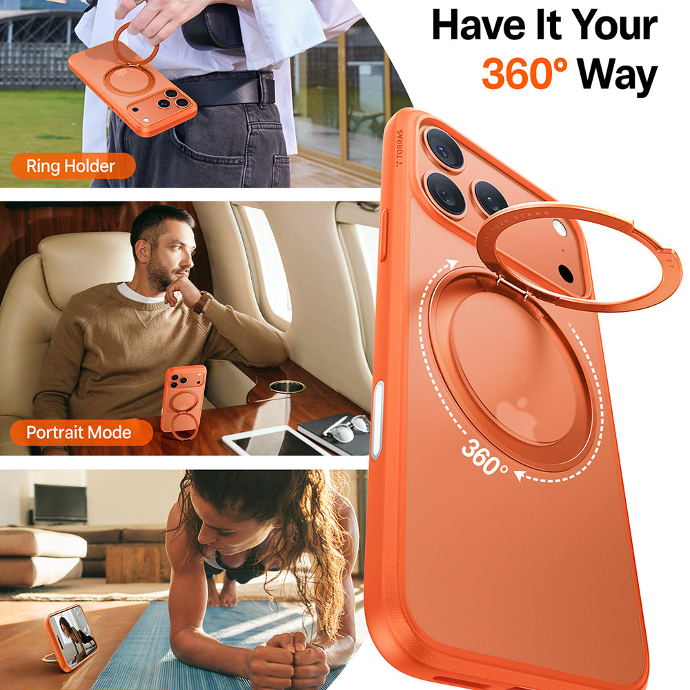 MagSafe Case for Apple iPhone 17 Pro Max, Torras, Ostand Pro, Orange