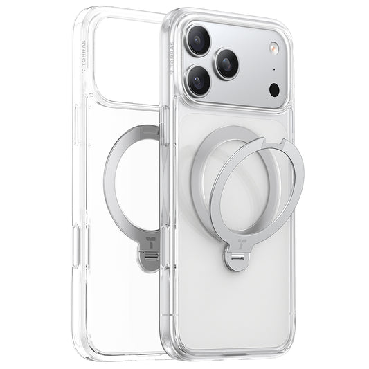 MagSafe Hülle für Apple iPhone 17 Pro Max, Torras, Ostand Spin, Transparent