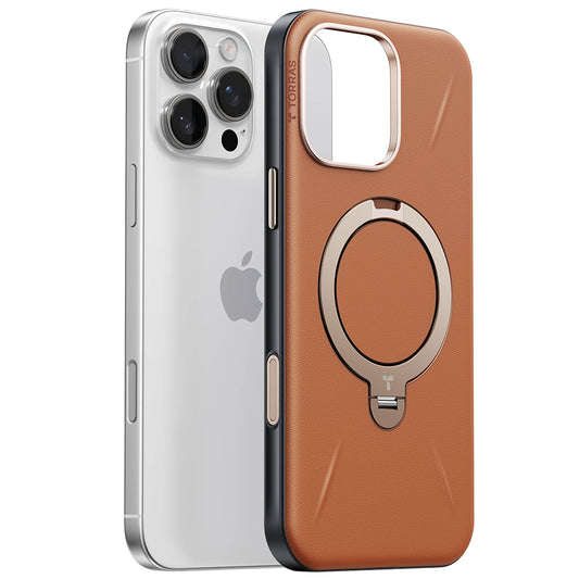 MagSafe Hülle für Apple iPhone 17 Pro Max, Torras, QPRO Leather, Braun
