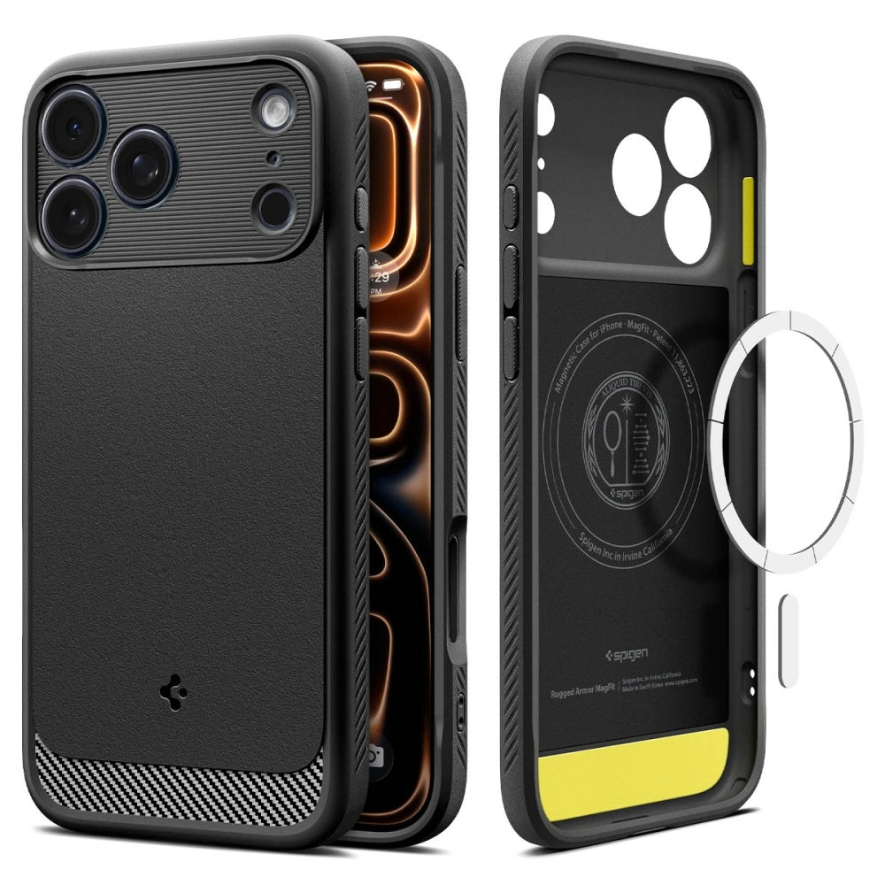 MagSafe Hülle für Apple iPhone 17 Pro, Spigen, Rugged Armor, Mattschwarz