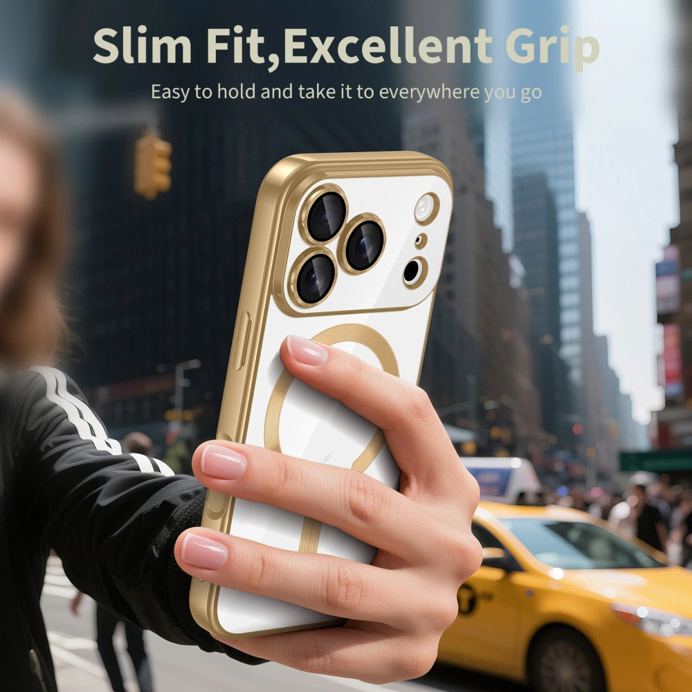 MagSafe Hülle für Apple iPhone 17 Pro, Techsuit, Luxury Crystal, Gold