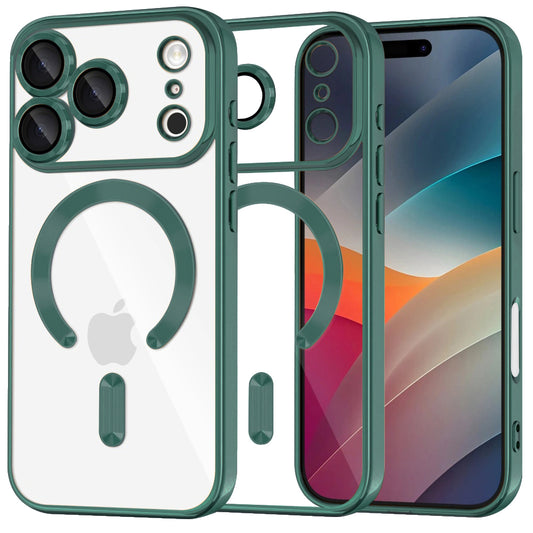 MagSafe Hülle für Apple iPhone 17 Pro, Techsuit, Luxury Crystal, Dunkelgrün