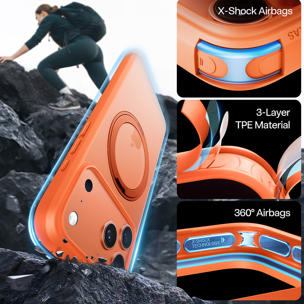 MagSafe Hülle für Apple iPhone 17 Pro, Torras, Ostand Pro, Orange