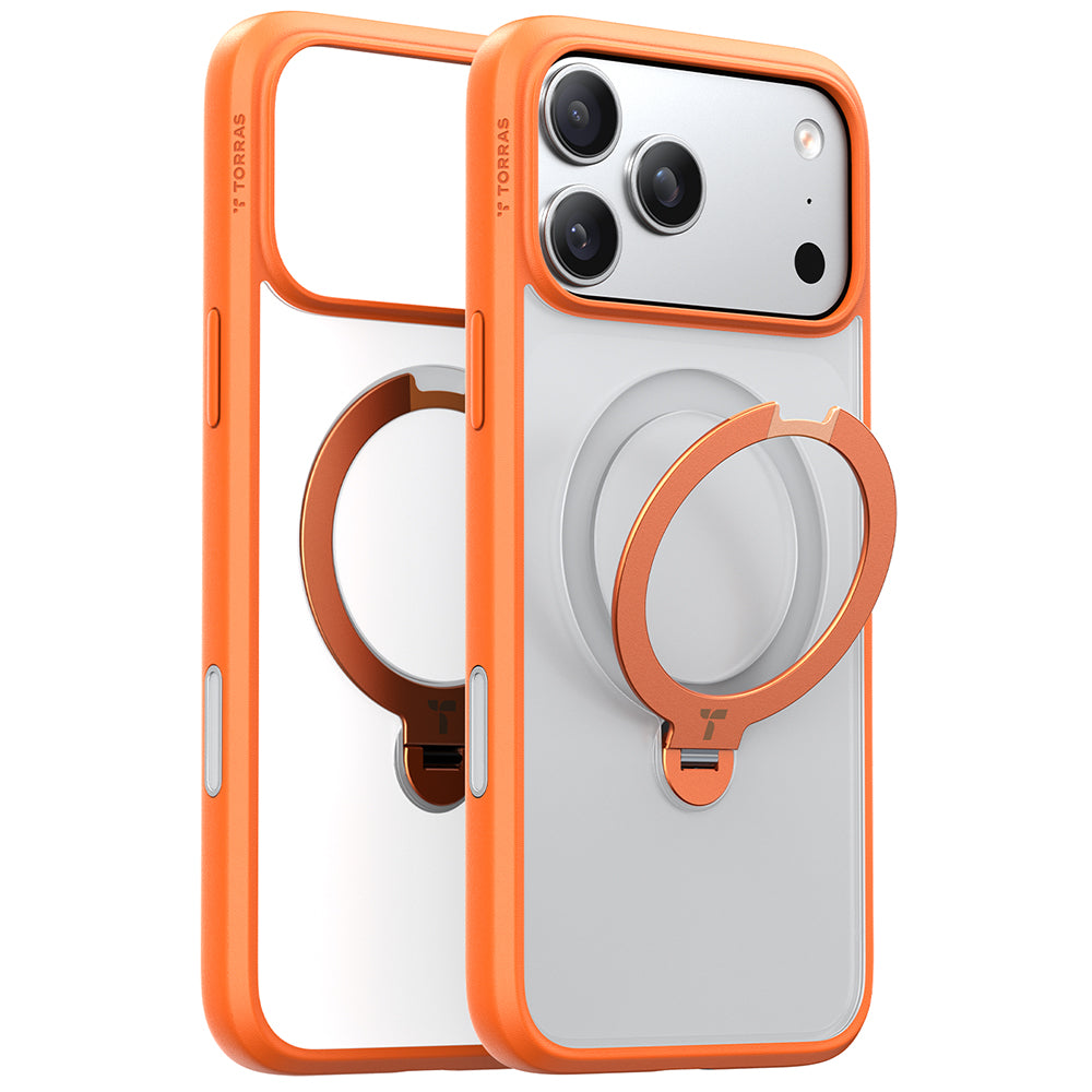 MagSafe Hülle für Apple iPhone 17 Pro, Torras, Ostand Spin, Orange