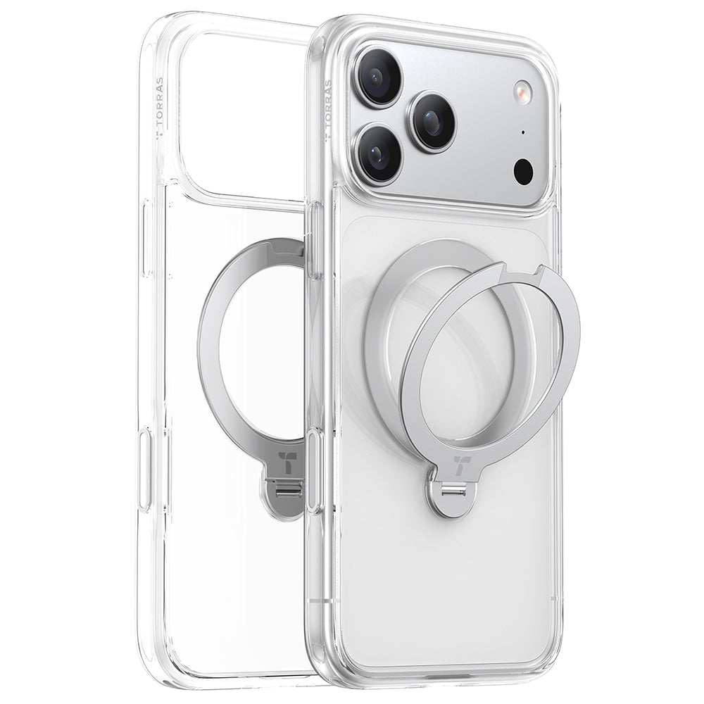 MagSafe Hülle für Apple iPhone 17 Pro, Torras, Ostand Spin, Transparent