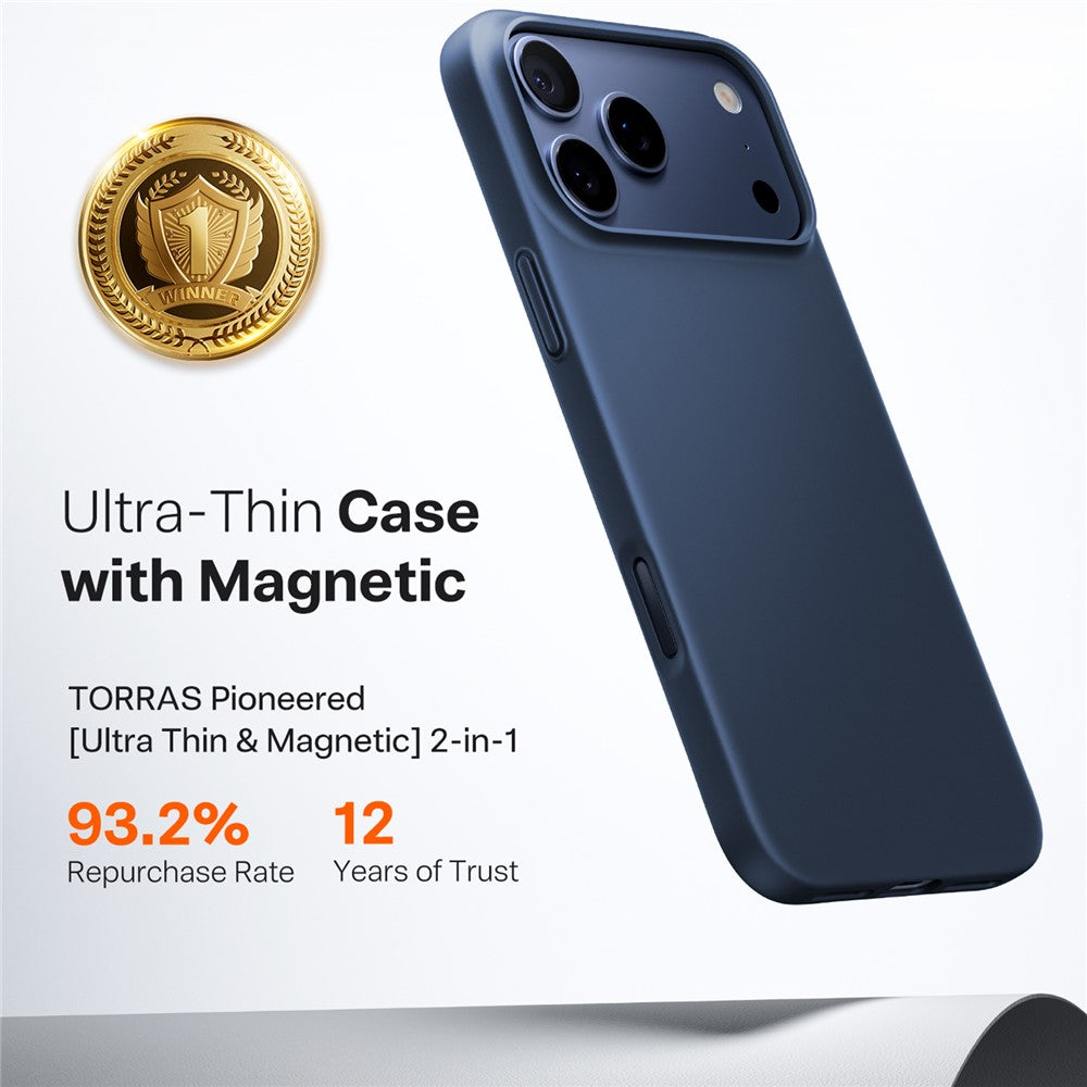 MagSafe Hülle für Apple iPhone 17 Pro, Torras, SlimFit, Blau