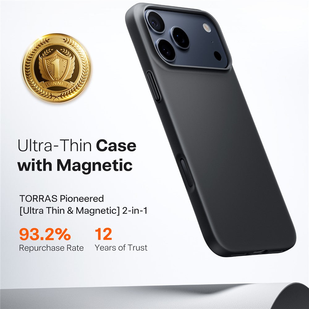 MagSafe Hülle für Apple iPhone 17 Pro, Torras, SlimFit, Schwarz