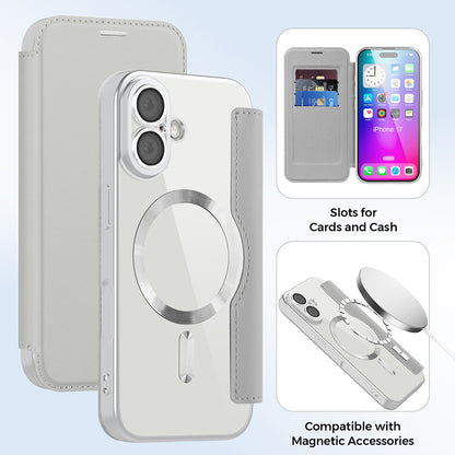 MagSafe Case for Apple iPhone 17, Techsuit, SmartMag Book, Gray