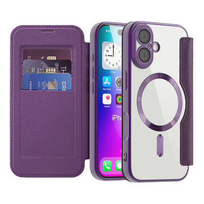 MagSafe Case for Apple iPhone 17, Techsuit, SmartMag Book, Purple