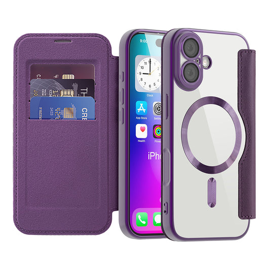 MagSafe Case for Apple iPhone 17, Techsuit, SmartMag Book, Purple