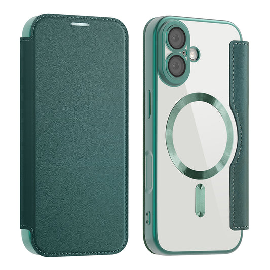 MagSafe Case for Apple iPhone 17, Techsuit, SmartMag Book, Green