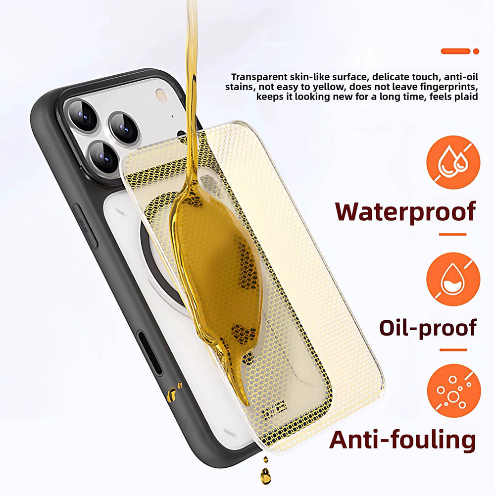 MagSafe-Hülle für Apple iPhone 18 Pro / 17 Pro, Blueo, Heat Dissipation Stand, transparent satiniert in Orange