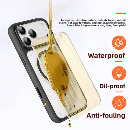 MagSafe-Hülle für Apple iPhone 18 Pro / 17 Pro, Blueo, Heat Dissipation Stand, transparent satiniert in Orange