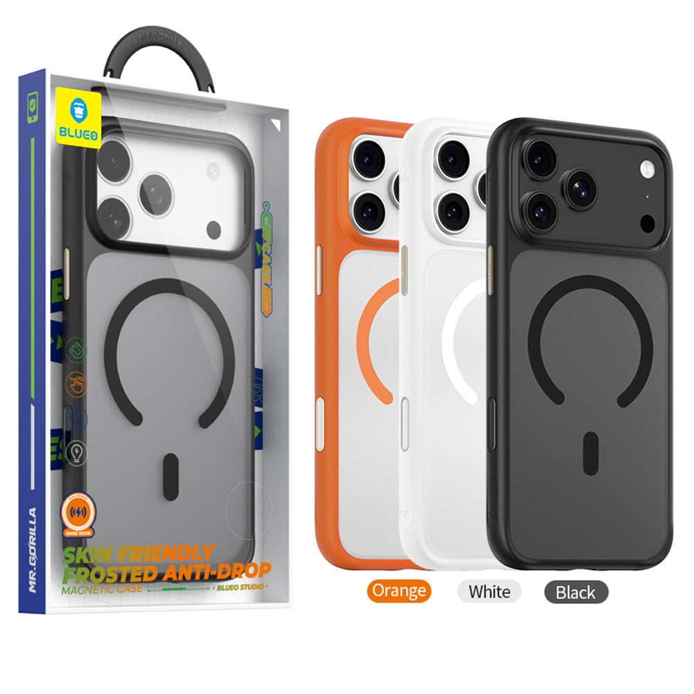 MagSafe-Hülle für Apple iPhone 18 Pro / 17 Pro, Blueo, hautfreundlich und stoßfest, satiniertes Orange