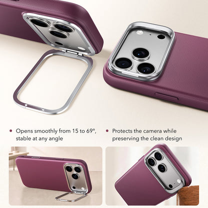 MagSafe-Hülle für Apple iPhone 18 Pro / 17 Pro, ESR, Atelier mit Ständer, Dunkelrotes Satin