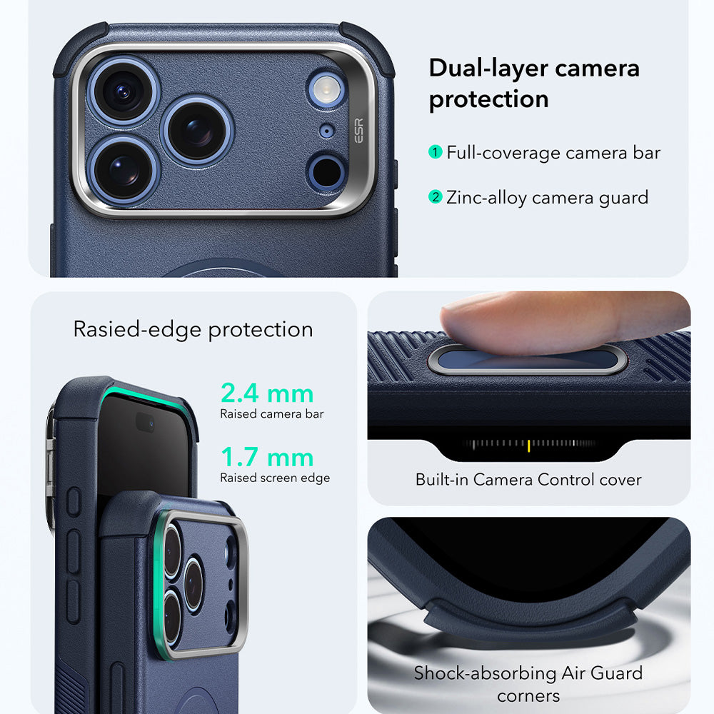 MagSafe Case for Apple iPhone 18 Pro / 17 Pro, ESR, Cyber Armor Kickstand, Blue