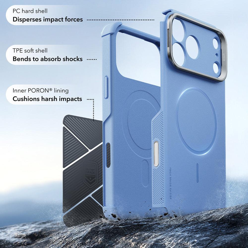 MagSafe Case for Apple iPhone 18 Pro / 17 Pro, ESR, Cyber Armor Kickstand, Blue