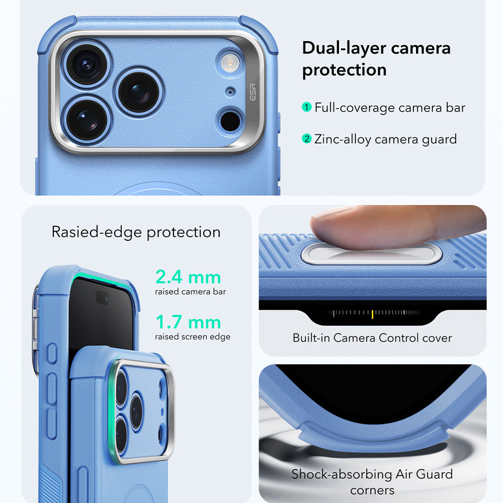 MagSafe Case for Apple iPhone 18 Pro / 17 Pro, ESR, Cyber Armor Kickstand, Blue