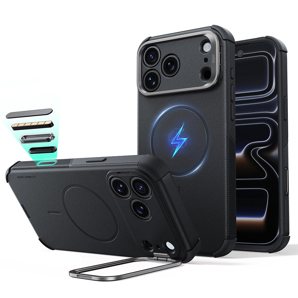 MagSafe-Hülle für Apple iPhone 18 Pro / 17 Pro, ESR, Cyber Armor Kickstand, Schwarz