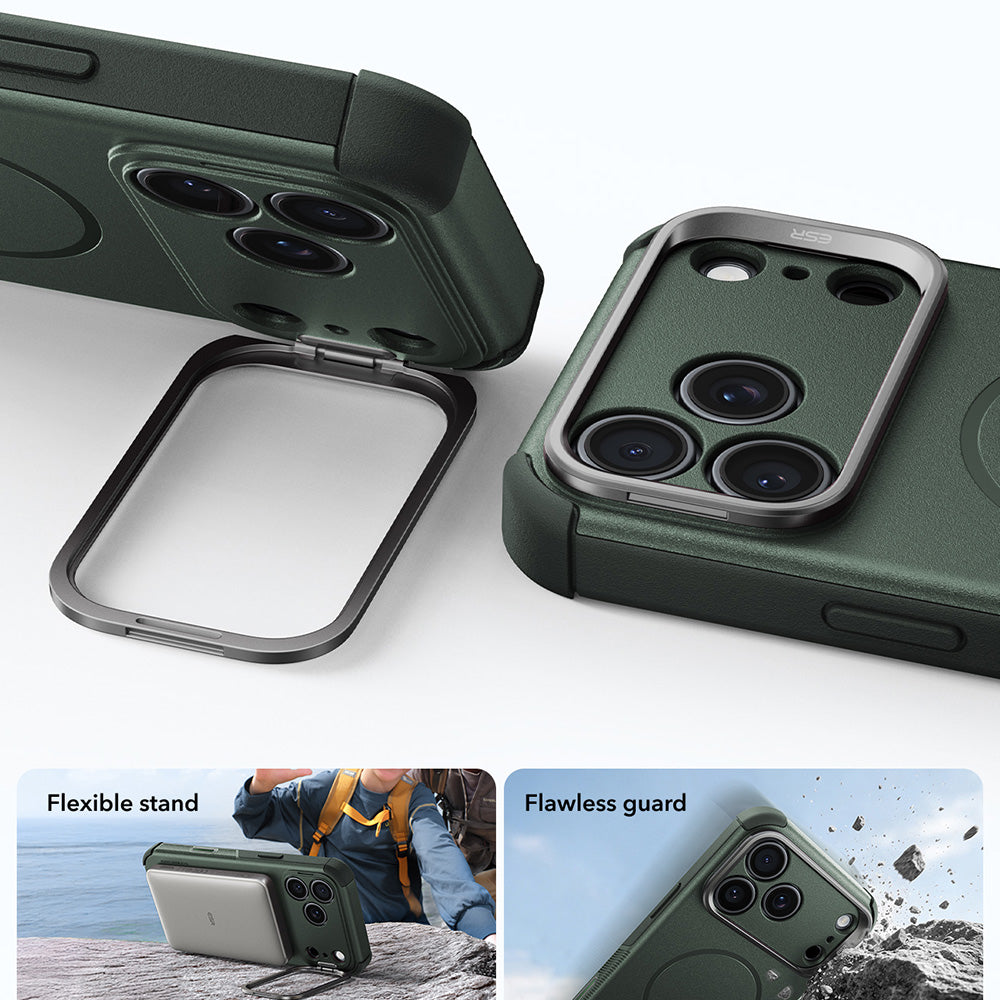 MagSafe Case for Apple iPhone 18 Pro / 17 Pro, ESR, Cyber Armor Kickstand, Green