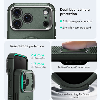 MagSafe Case for Apple iPhone 18 Pro / 17 Pro, ESR, Cyber Armor Kickstand, Green