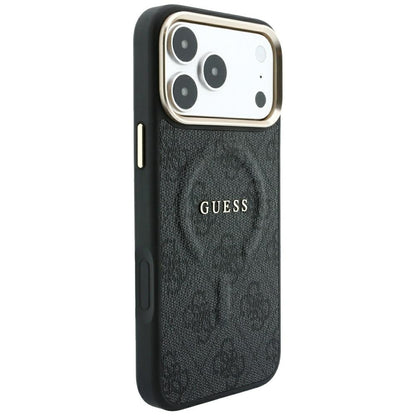 MagSafe-Hülle für Apple iPhone 18 Pro / 17 Pro, Guess, 4G Embossed Classic, Schwarz