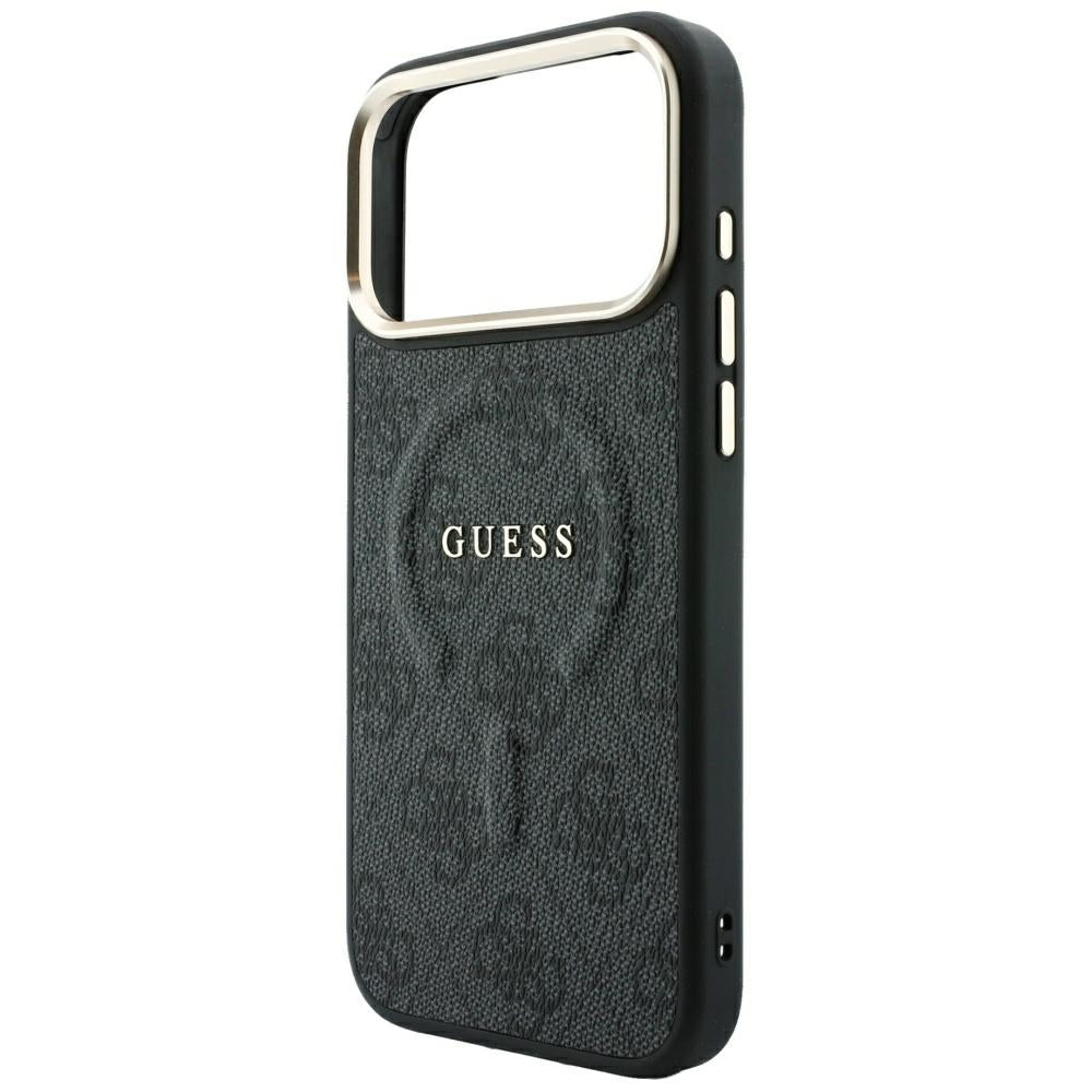 MagSafe-Hülle für Apple iPhone 18 Pro / 17 Pro, Guess, 4G Embossed Classic, Schwarz