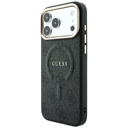 MagSafe-Hülle für Apple iPhone 18 Pro / 17 Pro, Guess, 4G Embossed Classic, Schwarz
