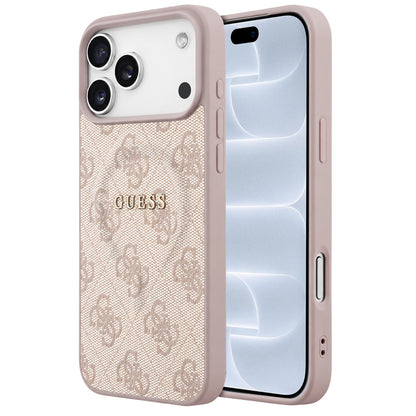 MagSafe-Hülle für Apple iPhone 18 Pro / 17 Pro, Guess, 4G Embossed Ring Classic Logo, Rosa