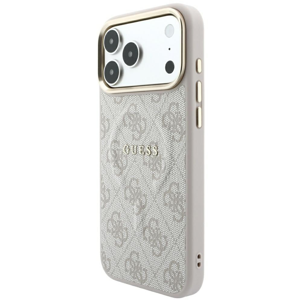 MagSafe-Hülle für Apple iPhone 18 Pro / 17 Pro, Guess, 4G Embossed Ring Classic Logo, Rosa
