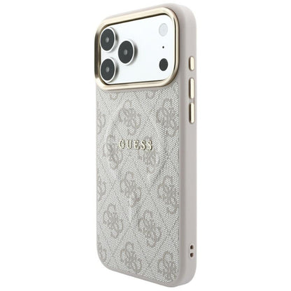 MagSafe-Hülle für Apple iPhone 18 Pro / 17 Pro, Guess, 4G Embossed Ring Classic Logo, Rosa