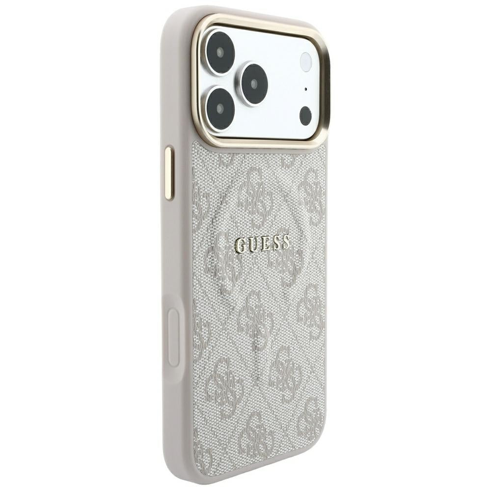 MagSafe-Hülle für Apple iPhone 18 Pro / 17 Pro, Guess, 4G Embossed Ring Classic Logo, Rosa