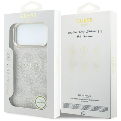 MagSafe-Hülle für Apple iPhone 18 Pro / 17 Pro, Guess, 4G Embossed Ring Classic Logo, Rosa