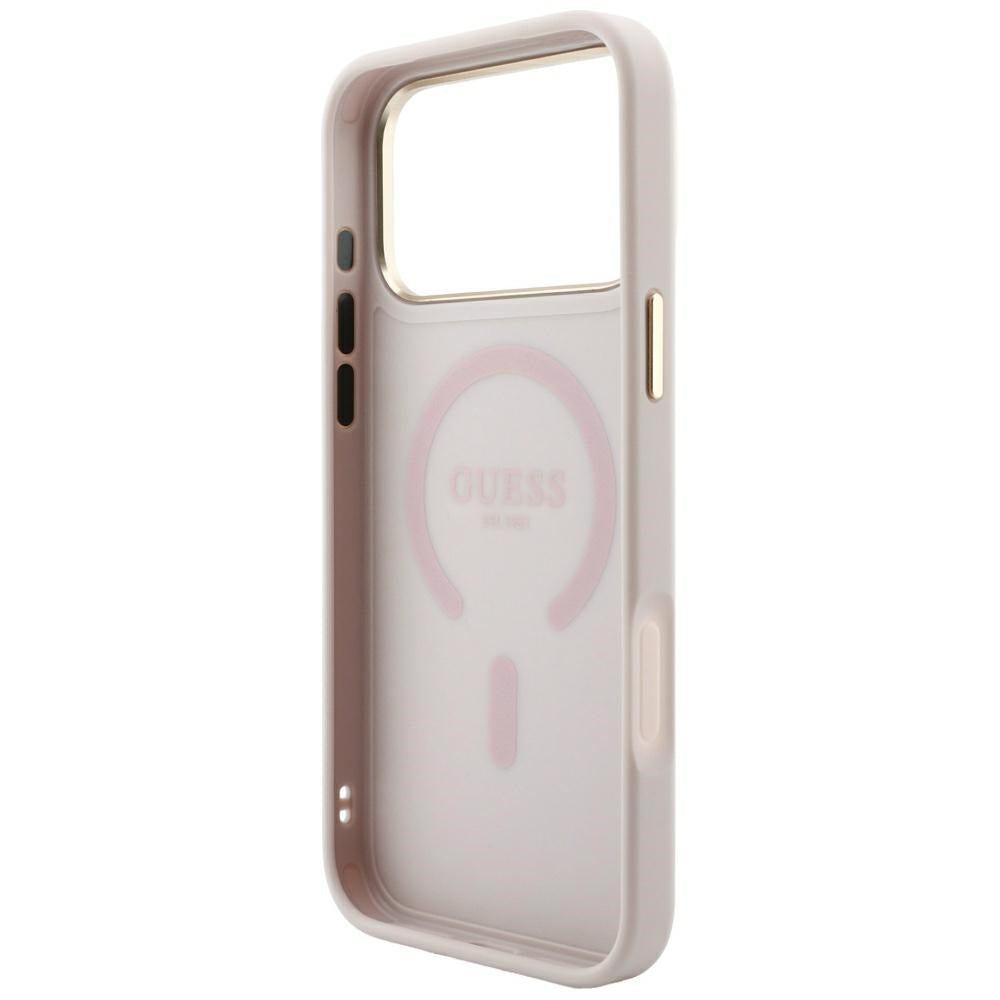 MagSafe-Hülle für Apple iPhone 18 Pro / 17 Pro, Guess, 4G Embossed Ring Classic Logo, Rosa