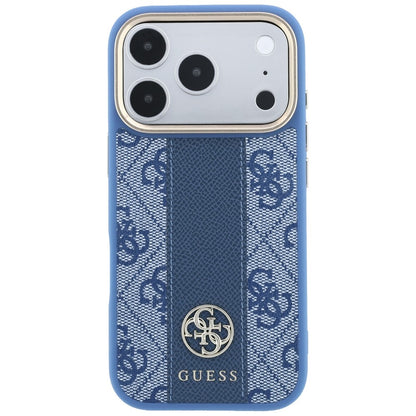 MagSafe-Hülle für Apple iPhone 18 Pro / 17 Pro, Guess, 4G Stripe Round Classic Logo, Blau