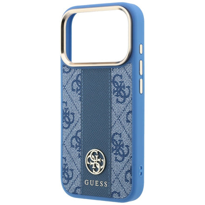 MagSafe-Hülle für Apple iPhone 18 Pro / 17 Pro, Guess, 4G Stripe Round Classic Logo, Blau