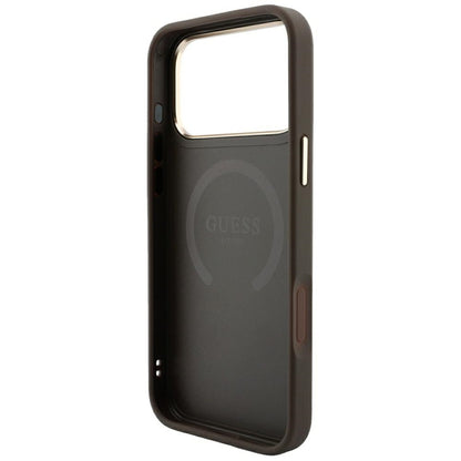 MagSafe-Hülle für Apple iPhone 18 Pro / 17 Pro, Guess, 4G Stripe Round Classic Logo, Braun