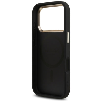 MagSafe-Hülle für Apple iPhone 18 Pro / 17 Pro, Guess, 4G Triangle Logo, Schwarz