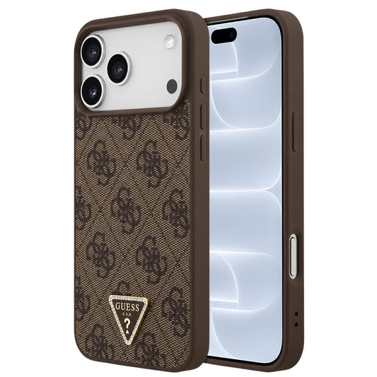 MagSafe-Hülle für Apple iPhone 18 Pro / 17 Pro, Guess, 4G Triangle Strass, Braun