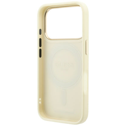 MagSafe-Hülle für Apple iPhone 18 Pro / 17 Pro, Guess, Grained Ring Stand 360 Classic, Beige